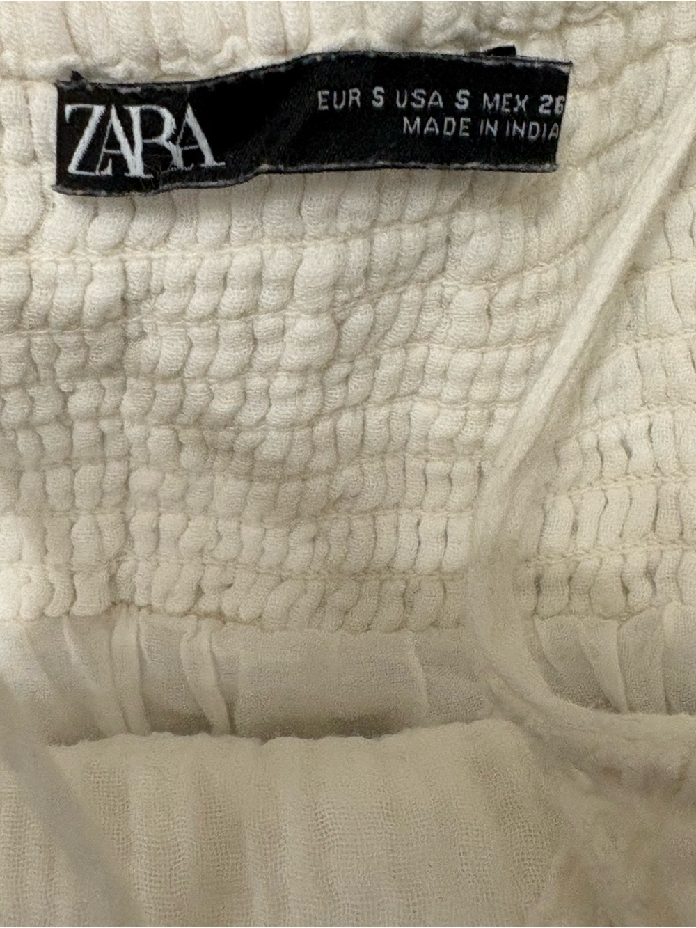 Zara White Smocked Maxi Dress Cottagecore Beach Vacation Size Small - Picture 4 of 5